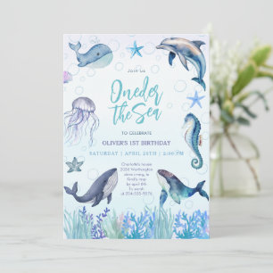 Invitation Au-dessus de la mer Océan Animaux 1er Garçon Anniv