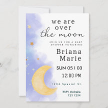 Au-dessus de l'Invitation Baby shower de la Lune