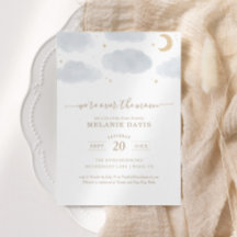 Au-dessus du Baby shower d'aquarelle bleu lune