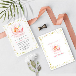 Invitation Au-dessus du Baby shower de calligraphie des fille