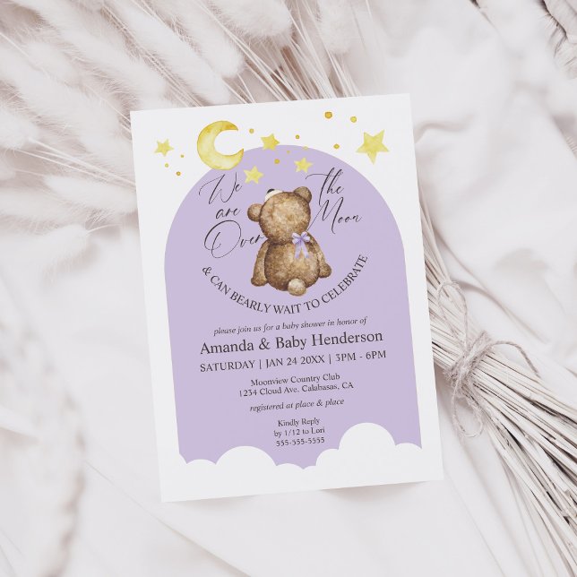 Invitation Au-Dessus Du Baby shower Lavender Teddy Bear Laven (Créateur téléchargé)