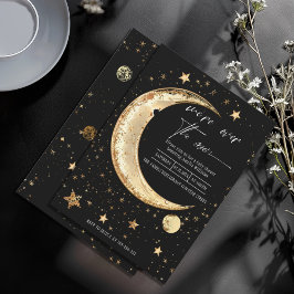 Invitation Au-dessus du Baby shower Lune Gold Sky
