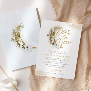 Invitation Au-dessus du Baby shower Moon Boho Gold Dust & Clo