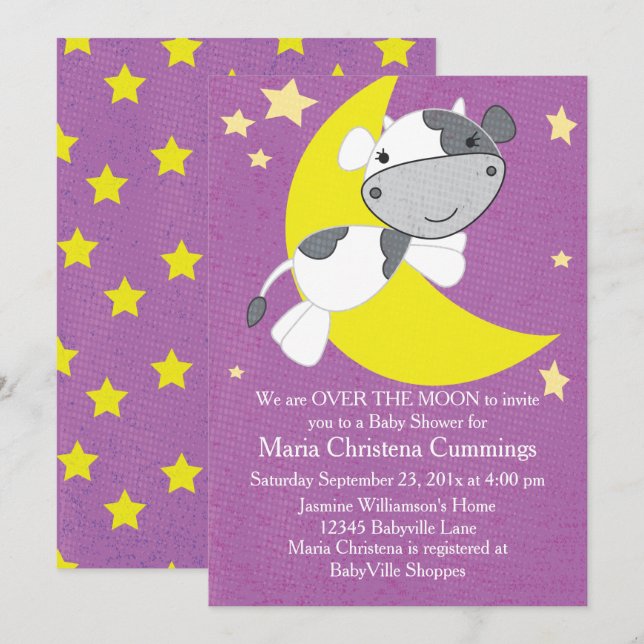 Invitation Au-Dessus Du Baby shower Violet De La L (Devant / Derrière)