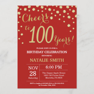 Invitation au diamant du 100e anniversaire Red and