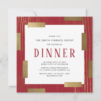 Invitation au dîner annuel rouge et or