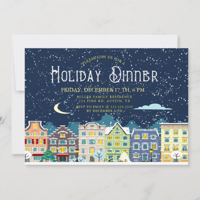 Invitation au dîner de fête de Noël à la maison en (Devant)