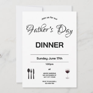 Invitation au dîner de Fête des pères minimale