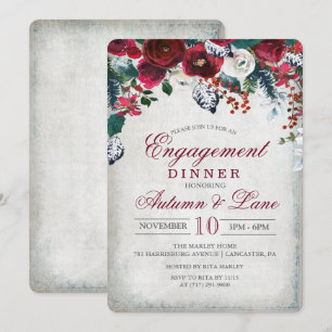 Invitation au dîner de fiançailles Floral Winter