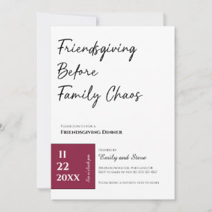 Invitation au dîner de Friendsgiving