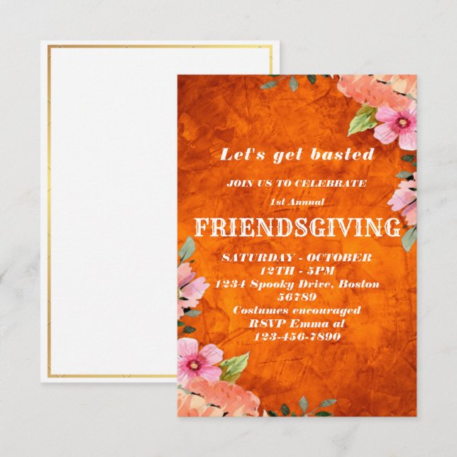 Invitation au dîner de friendsgiving à thème citro (Devant / Derrière)