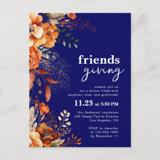 Invitation au dîner de Friendsgiving floral automn