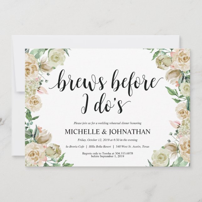 Invitation au dîner de la répétition de mariage du (Devant)