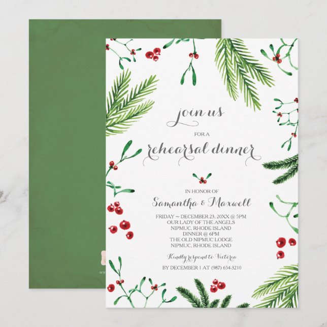 Invitation au dîner de la répétition de Noël (Devant / Derrière)