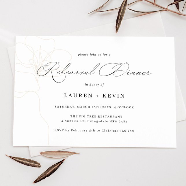 Invitation au dîner de la répétition Rose illustré (Créateur téléchargé)