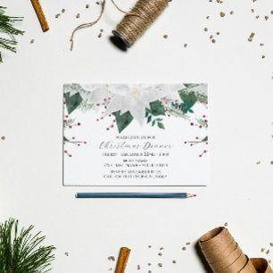 Invitation au dîner de Noël à motif floral de Poin