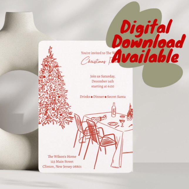 Invitation au dîner de Noël de la soirée rouge (Créateur téléchargé)