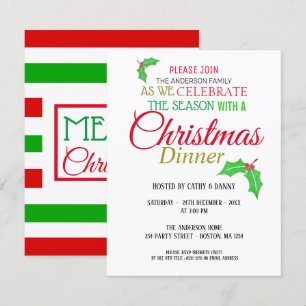 Invitation au dîner de Noël des Feuilles Holly