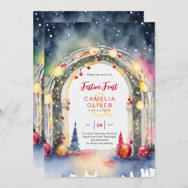 Invitation au dîner de Noël Repas de fête (Devant / Derrière)