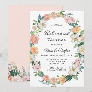 Invitation au dîner de répétition de couronne flor