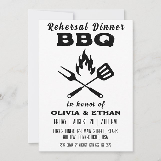 invitation au dîner de répétition du barbecue (Devant)