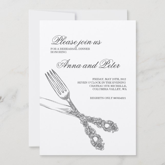 Invitation au dîner de répétition - Élégant argent (Devant)