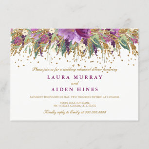 Invitation au dîner de répétition Floral Glitter A