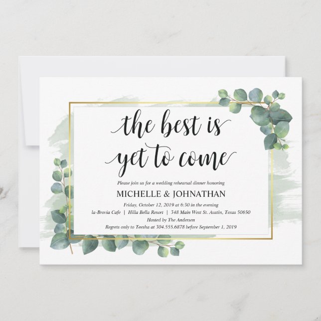 Invitation au dîner de répétition Mariage Eucalypt (Devant)