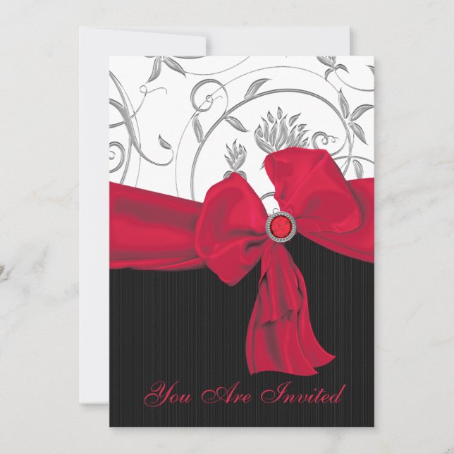 Invitation au dîner de répétition Mariage Ruby Red (Devant)