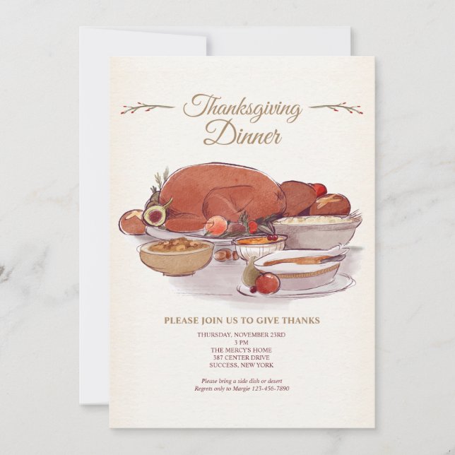 Invitation Au Dîner De Thanksgiving (Devant)