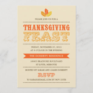 Invitation au dîner de Thanksgiving de la fête mod