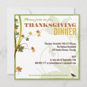 Invitation au dîner de Thanksgiving des Feuilles d
