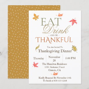 Invitation au dîner de Thanksgiving des Feuilles p