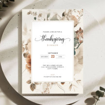 Invitation au dîner de Thanksgiving floral automna