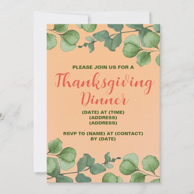 Invitation au dîner de Thanksgiving, modèle éditab (Devant)
