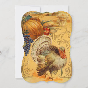 Invitation au dîner de Thanksgiving Vintage Turkey