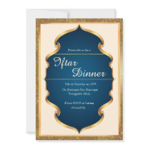 Invitation au dîner Iftar bleu royal et or