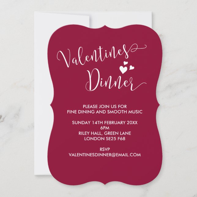 Invitation au dîner Whimsical de Saint-Valentin (Devant)