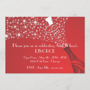 Invitation au Divorce Champagne Rouge et Blanc