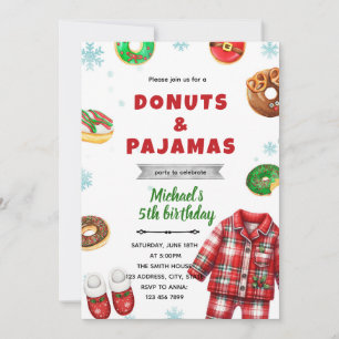 Invitation au donut de pyjama de Noël