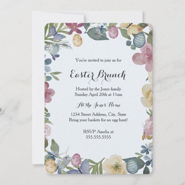 Invitation au doux brunch de Pâques dans le jardin (Devant)