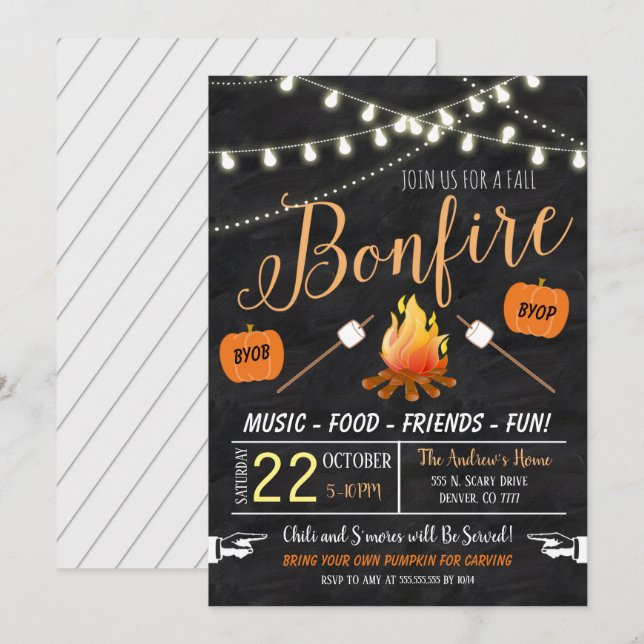 Invitation au feu de joie de la récolte d'automne (Devant / Derrière)