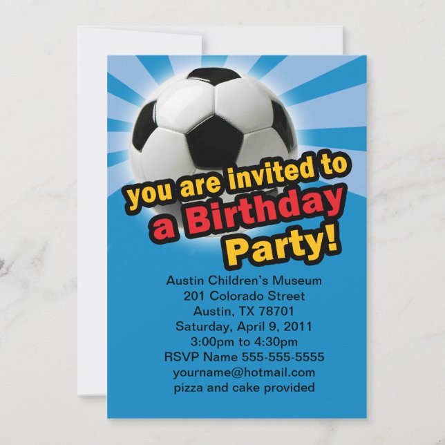 Invitation au football d'anniversaire (Devant)