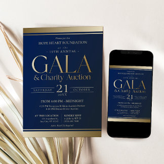 Invitation au gala de charité aux enchères bleu ma