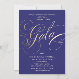 Invitation au gala de collecte de fonds bleu marin