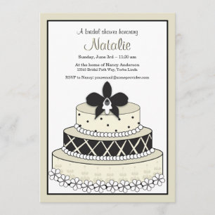 Invitation au gâteau Mariage noir et écru