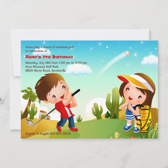 Invitation au golf pour enfants (Devant)