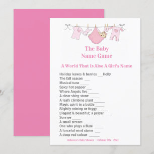 Invitation au jeu de Baby shower rose