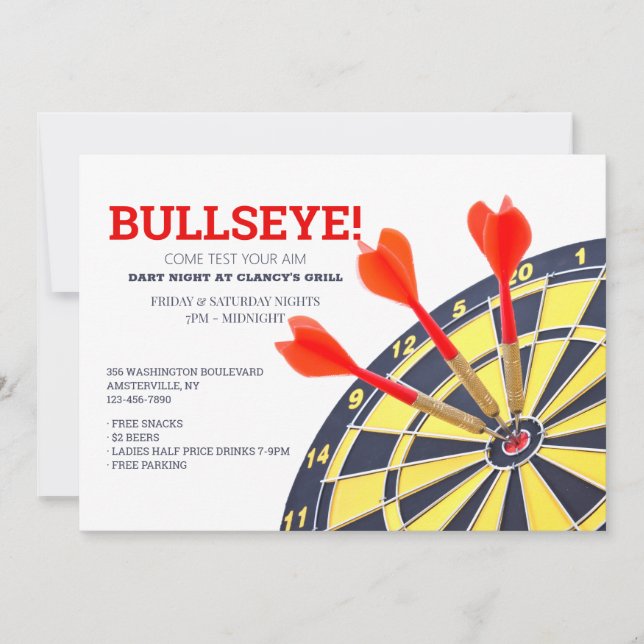 Invitation au jeu de fléchettes (Devant)