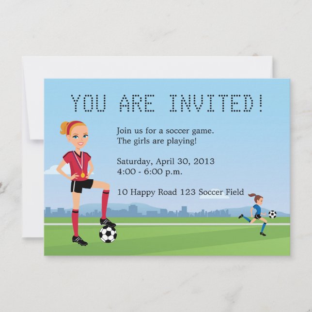 Invitation au jeu de football féminin (Devant)